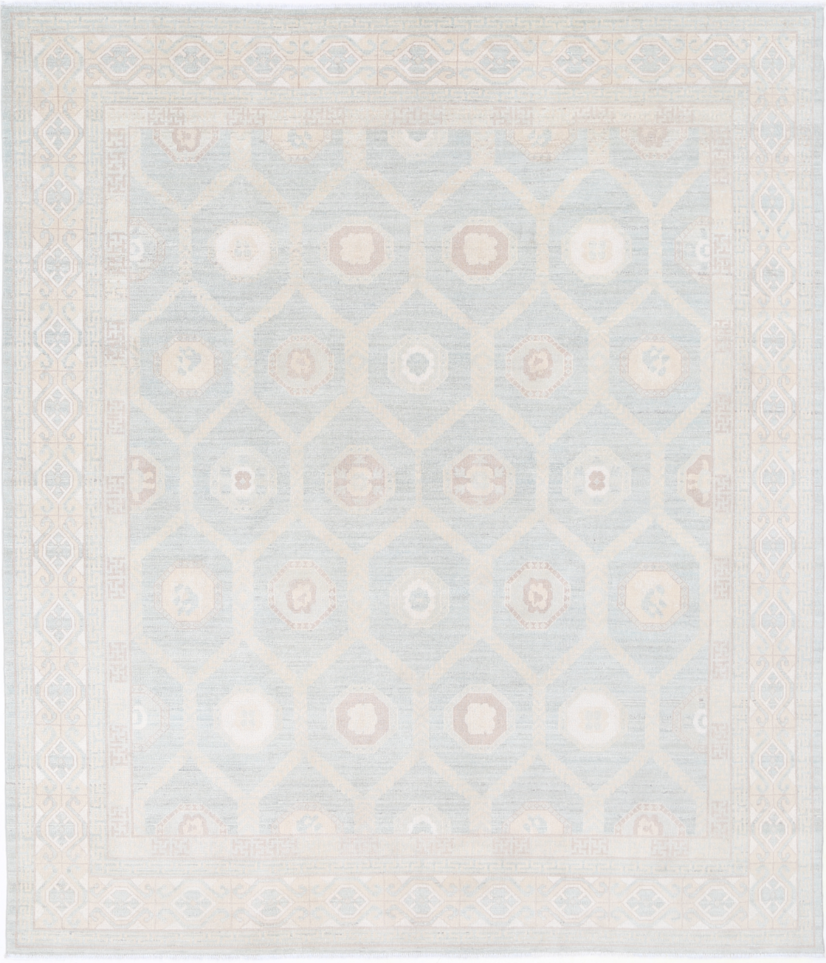 Khotan Hand Knotted Wool Rug 8' 1" X 9' 7" 8' 1" X 9' 7" (246 X 292) / Blue / Wool