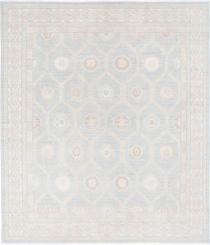 Khotan Hand Knotted Wool Rug 8' 1" X 9' 7" 8' 1" X 9' 7" (246 X 292) / Blue / Wool