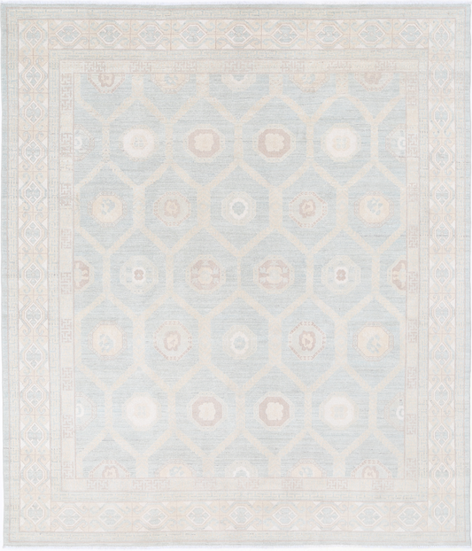 Khotan Hand Knotted Wool Rug 8' 1" X 9' 7" 8' 1" X 9' 7" (246 X 292) / Blue / Wool