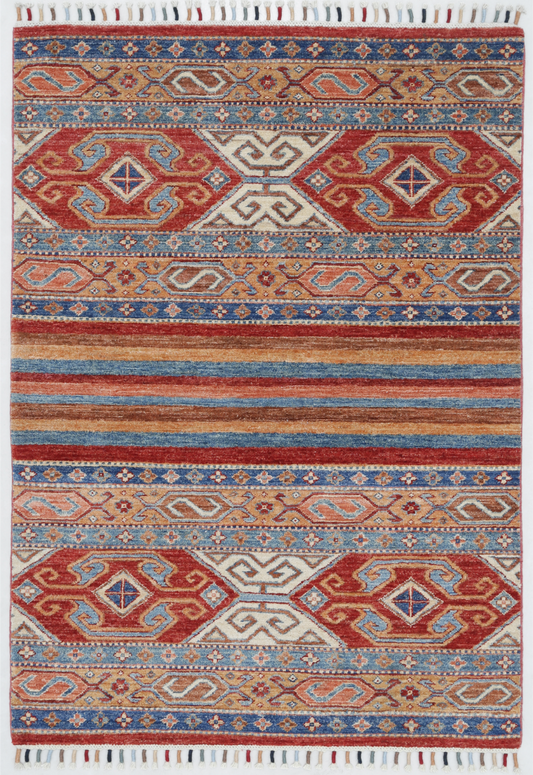 Khurjeen Hand Knotted Wool Rug 3' 5" x 4' 9" 3' 5" X 4' 9" (104 X 145) / Multi / Wool