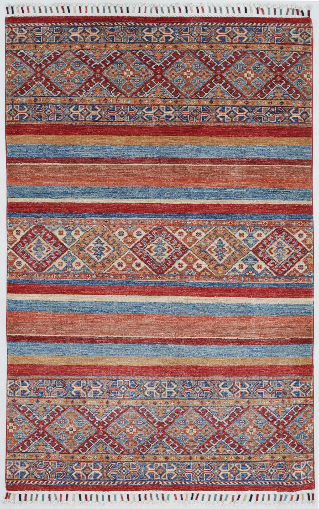 Khurjeen Hand Knotted Wool Rug 4' 1" x 6' 1" 4' 1" X 6' 1" (124 X 185) / Red / Wool