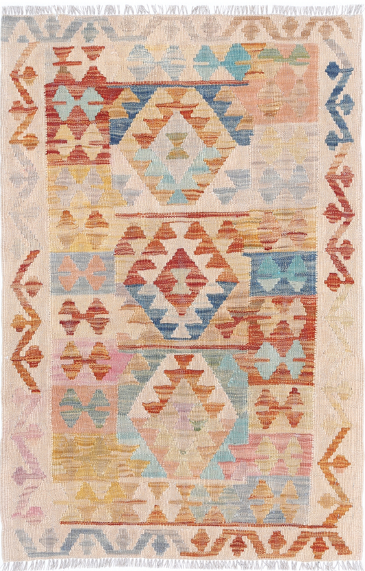 Maimana Kilim Hand Woven Wool Rug 2' 5" x 3' 10" 2' 5" X 3' 10" (74 X 117) / Multi / Wool