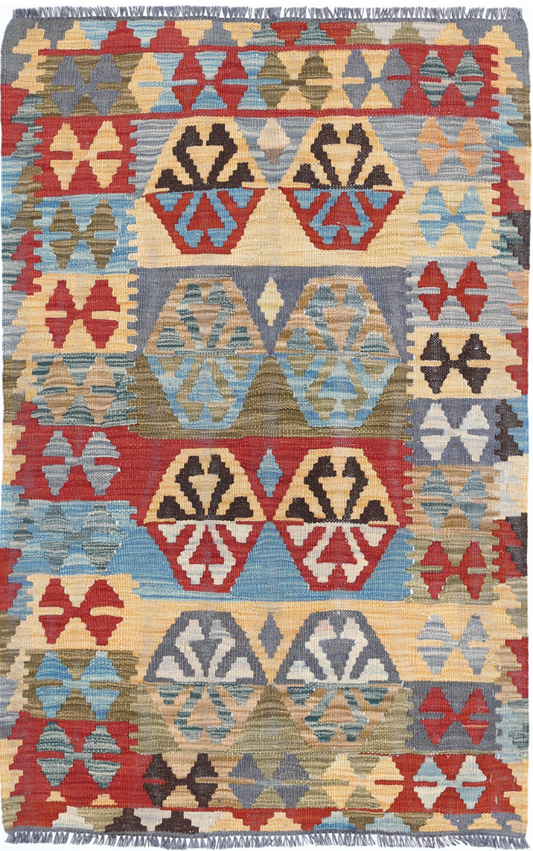 Maimana Kilim Hand Woven Wool Rug 2' 9" x 4' 1" 2' 9" X 4' 1" (84 X 124) / Multi / Wool