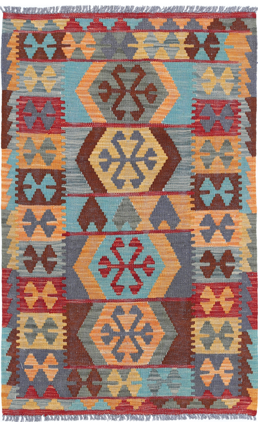 Maimana Kilim Hand Woven Wool Rug 2' 6" x 4' 1" 2' 6" X 4' 1" (76 X 124) / Multi / Wool