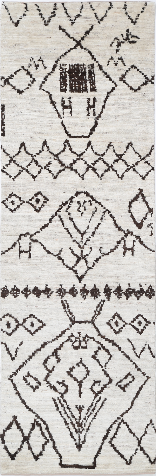 Morocan Hand Knotted Wool Rug 2' 11" X 9' 9" 2' 11" X 9' 9" (89 X 297) / Ivory / Wool