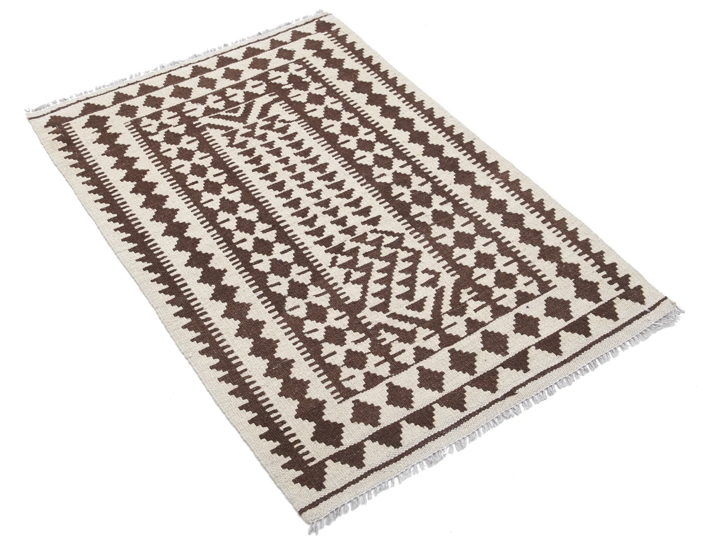 Natural Kilim Hand Woven Wool Rug 2' 7" x 3' 10"