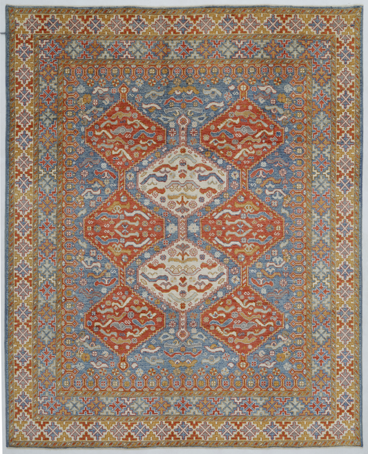 Oushak Hand Knotted Wool Rug 8' 6" x 10' 6" 8' 6" X 10' 6" (259 X 320) / Blue / Wool