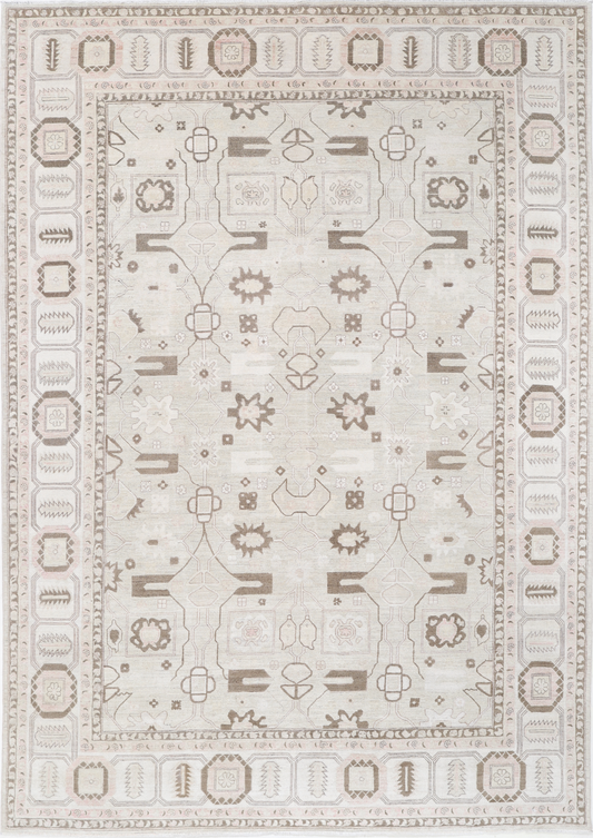 Oushak Hand Knotted Wool Rug 9' 10" X 13' 8" 9' 10" X 13' 8" (300 X 417) / Grey / Wool