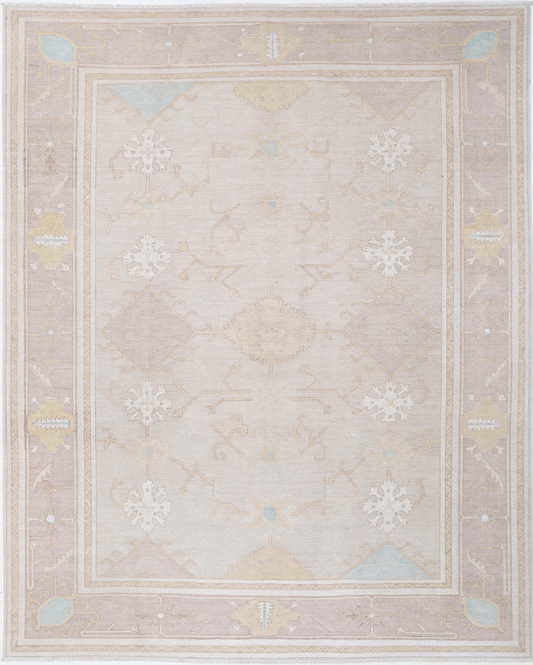 Oushak Hand Knotted Wool Rug 8' 10" X 11' 0"