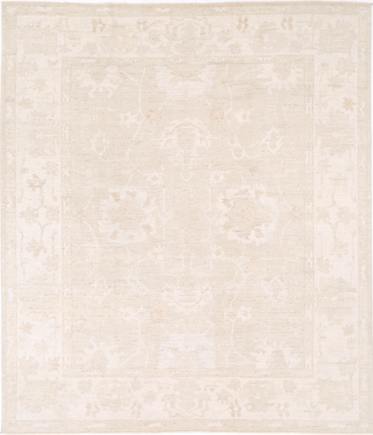 Oushak Hand Knotted Wool Rug 8' 5" X 9' 11" 8' 5" X 9' 11" (257 X 302) / Brown / Wool