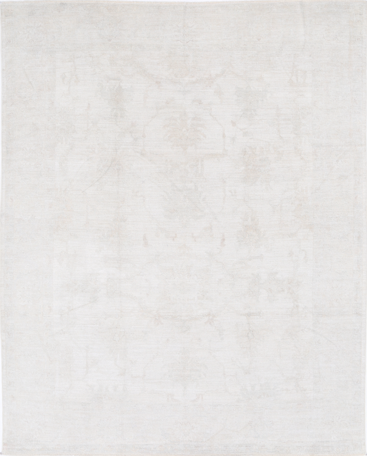 Oushak Hand Knotted Wool Rug 7' 11" X 9' 10" 7' 11" X 9' 10" (241 X 300) / Ivory / Wool