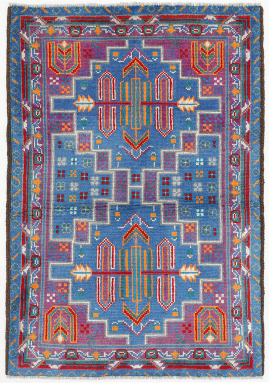 Revival Hand Knotted Wool Rug 3' 3" x 4' 11" 3' 3" X 4' 11" (99 X 150) / Blue / Wool