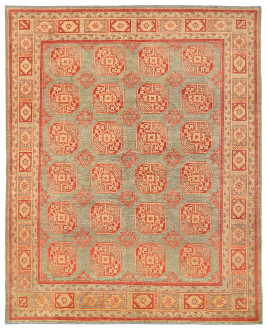 Revival Hand Knotted Wool Rug 8' 1" x 10' 2" 8' 1" X 10' 2" (246 X 310) / Green / Wool