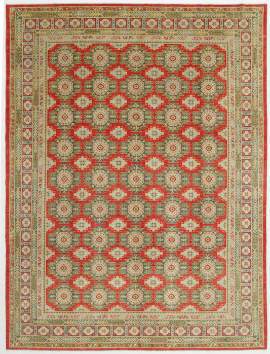 Revival Hand Knotted Wool Rug 9' 9" x 12' 10" 9' 9" X 12' 10" (297 X 391) / Red / Wool