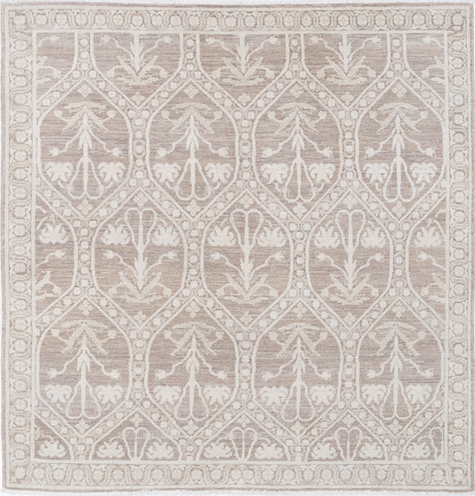 Serenity Hand Knotted Wool Rug 4' 8" X 4' 9" 4' 8" X 4' 9" (142 X 145) / Brown / Wool