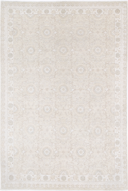 Serenity Hand Knotted Wool Rug 6' 5" X 9' 9" 6' 5" X 9' 9" (196 X 297) / Brown / Wool