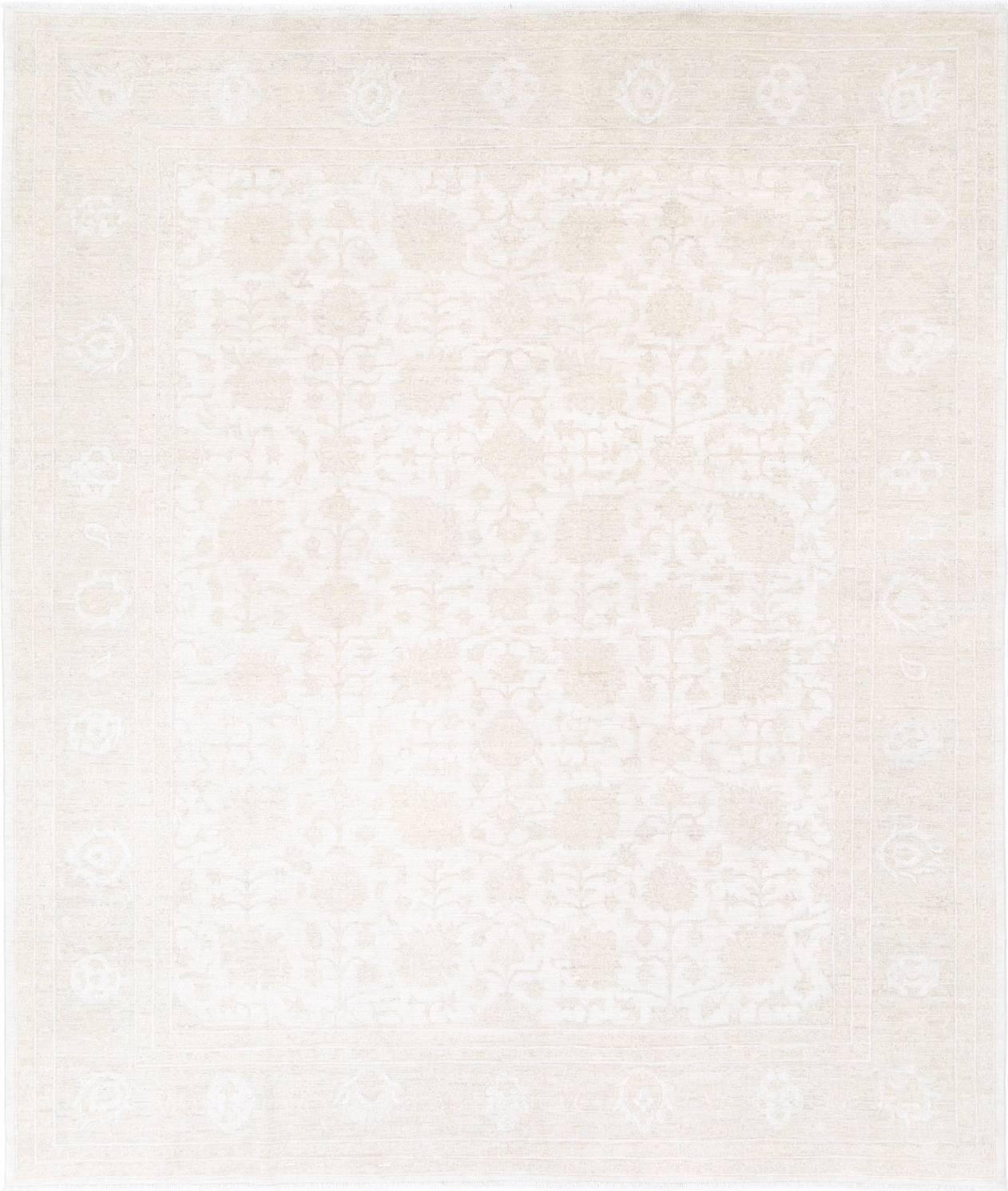 Serenity Hand Knotted Wool Rug 8' 1" X 9' 7" 8' 1" X 9' 7" (246 X 292) / Ivory / Wool