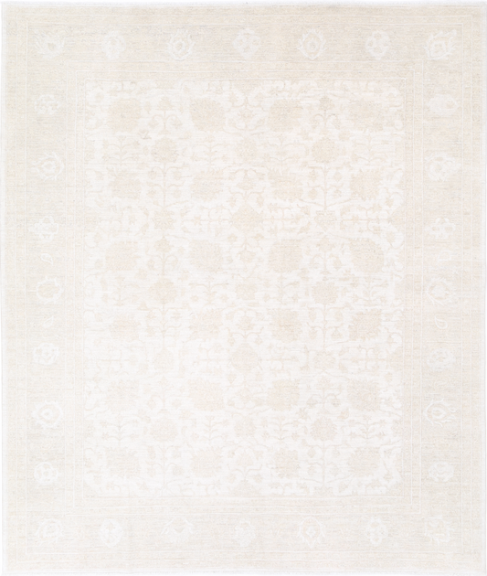 Serenity Hand Knotted Wool Rug 8' 1" X 9' 7" 8' 1" X 9' 7" (246 X 292) / Ivory / Wool