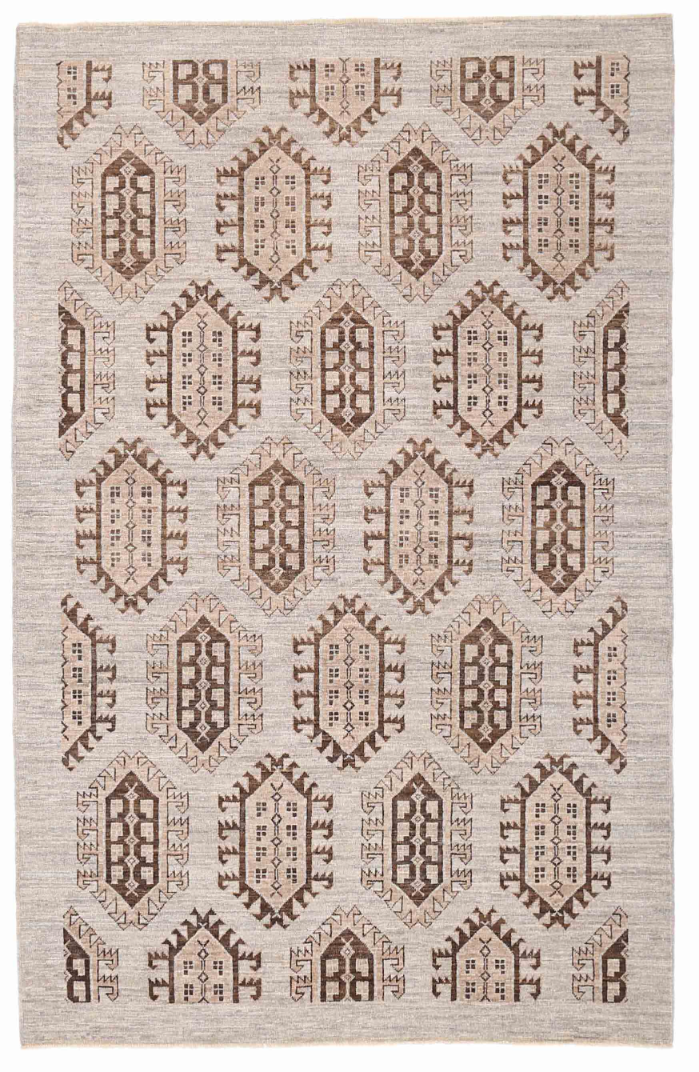 Tekke Hand Knotted Wool Rug 5' 1" x 7' 10" 5' 1" X 7' 10" (155 X 239) / Grey / Wool