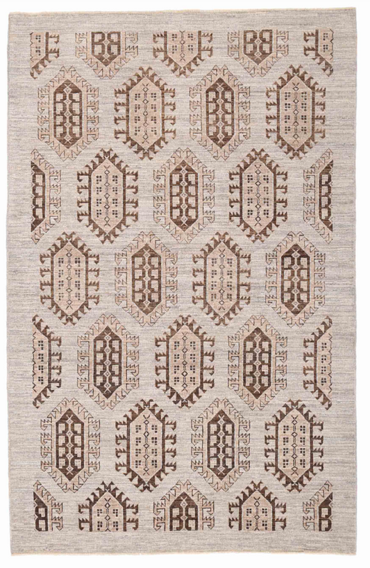 Tekke Hand Knotted Wool Rug 5' 1" x 7' 10" 5' 1" X 7' 10" (155 X 239) / Grey / Wool