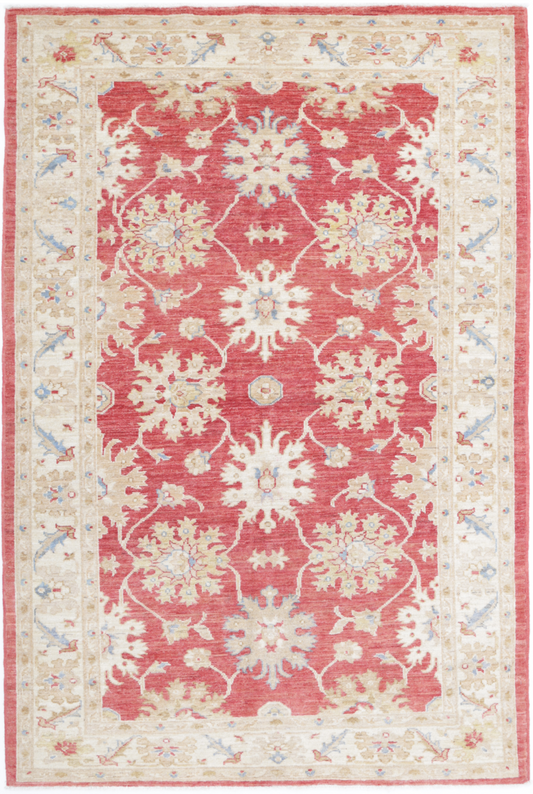 Ziegler Hand Knotted Wool Rug 4' 1" x 6' 4" 4' 1" X 6' 4" (124 X 193) / Red / Wool