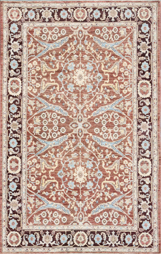 Ziegler Hand Knotted Wool Rug 6' 1" x 9' 6" 6' 1" X 9' 6" (185 X 290) / Brown / Wool