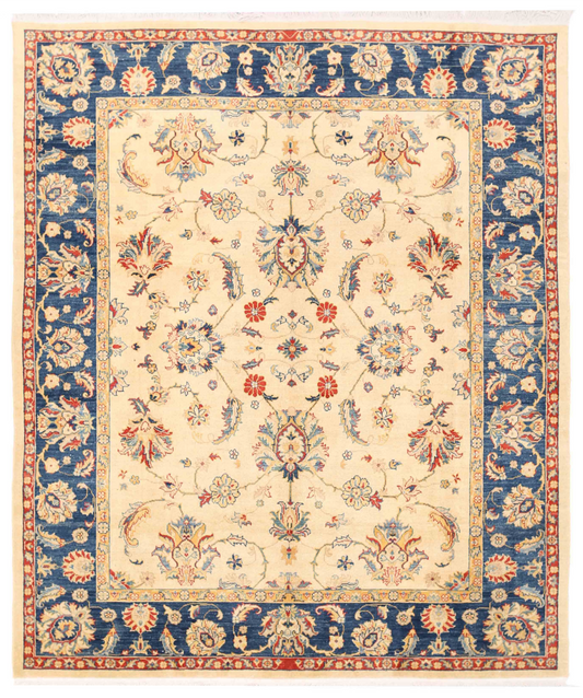 Ziegler Hand Knotted Wool Rug 8' 0" x 9' 8" 8' 0" X 9' 8" (244 X 295) / Ivory / Wool