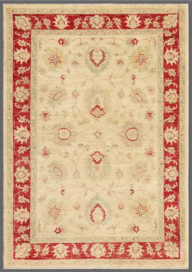 Ziegler Hand Knotted Wool Rug 4' 1" x 5' 9" 4' 1" X 5' 9" (124 X 175) / Ivory / Wool