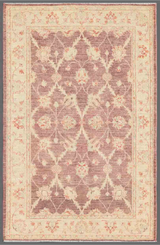 Ziegler Hand Knotted Wool Rug 4' 0" x 6' 1" 4' 0" X 6' 1" (122 X 185) / Purple / Wool