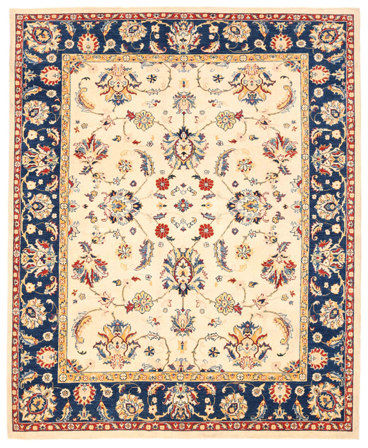 Ziegler Hand Knotted Wool Rug 8' 0" x 9' 10" 8' 0" X 9' 10" (244 X 300) / Ivory / Wool