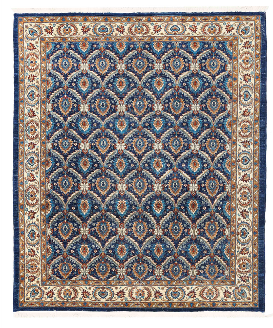 Ziegler Hand Knotted Wool Rug 7' 10" x 9' 5" 7' 10" X 9' 5" (239 X 287) / Blue / Wool