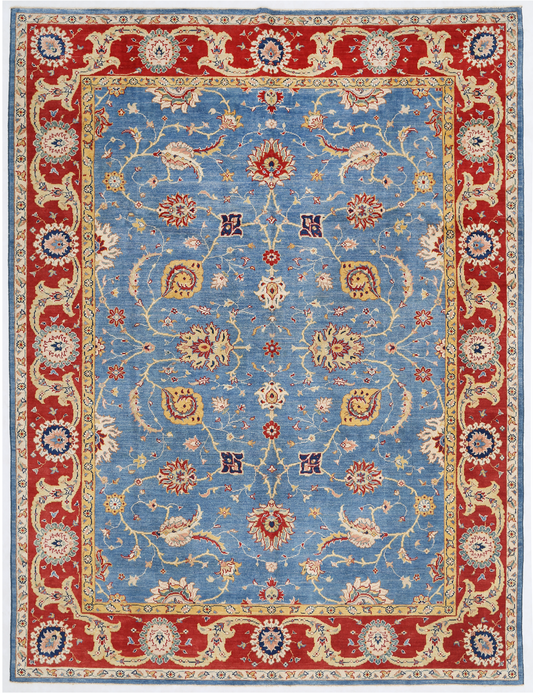 Ziegler Hand Knotted Wool Rug 9' 0" x 11' 10" 9' 0" X 11' 10" (274 X 361) / Blue / Wool