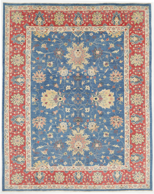 Ziegler Hand Knotted Wool Rug 7' 10" x 9' 9" 7' 10" X 9' 9" (239 X 297) / Blue / Wool