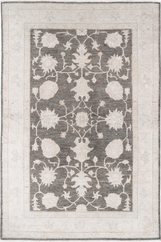 Ziegler Hand Knotted Wool Rug 4' 0" X 6' 1" 4' 0" X 6' 1" (122 X 185) / Brown / Wool