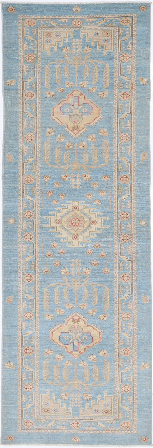 Ziegler Hand Knotted Wool Rug 2' 6" X 8' 0" 2' 6" X 8' 0" (76 X 244) / Blue / Wool