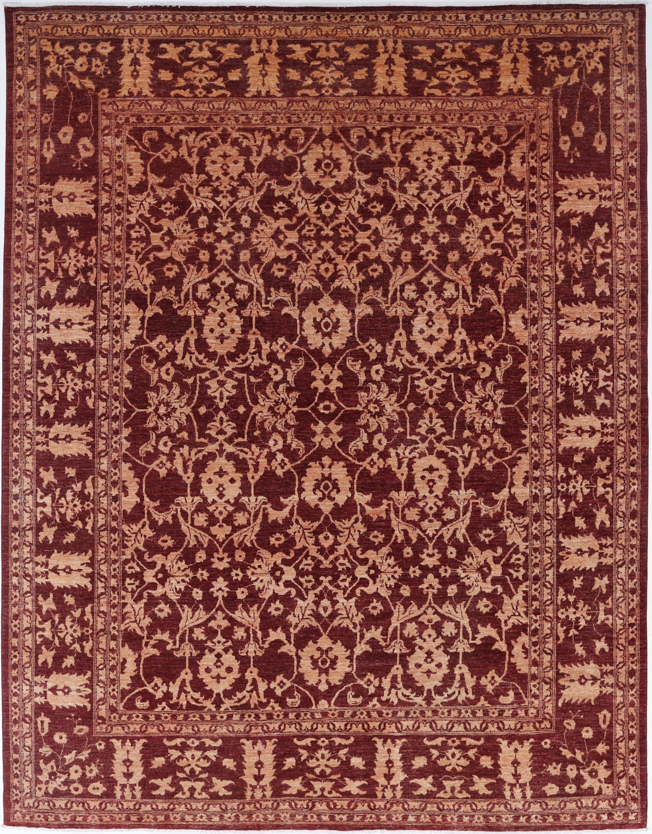 Ziegler Hand Knotted Wool Rug 9' 1" X 11' 8" 9' 1" X 11' 8" (277 X 356) / Burgandy / Wool