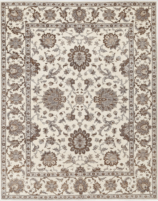 Ziegler Hand Knotted Wool Rug 9' 0" X 11' 1" 9' 0" X 11' 1" (274 X 338) / Ivory / Wool