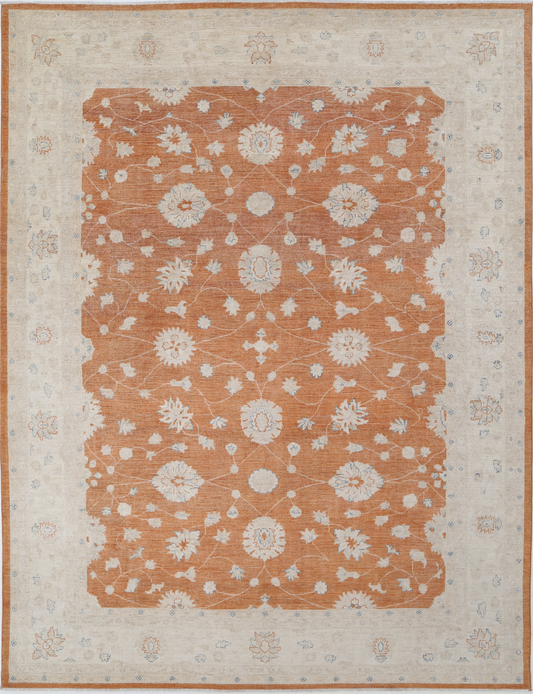 Ziegler Hand Knotted Wool Rug 9' 1" X 11' 9" 9' 1" X 11' 9" (277 X 358) / Rust / Wool