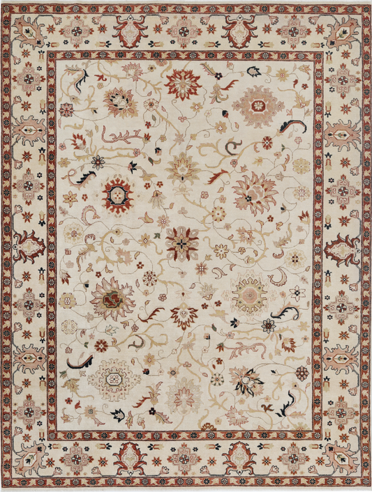 Ziegler Hand Knotted Wool Rug 9' 0" X 11' 11" 9' 0" X 11' 11" (274 X 363) / Ivory / Wool