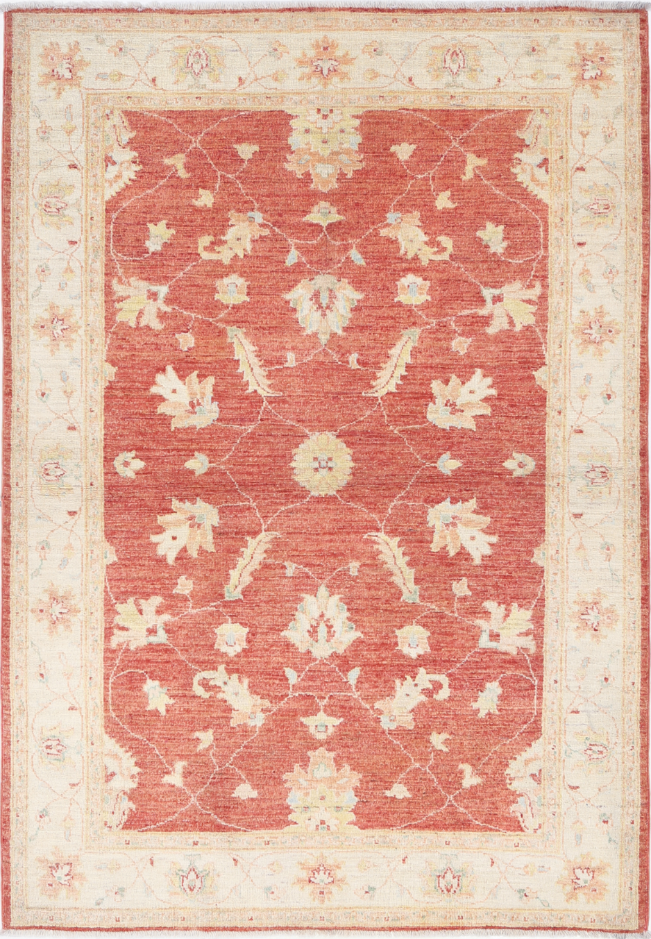 Ziegler Hand Knotted Wool Rug 4' 0" X 5' 9" 4' 0" X 5' 9" (122 X 175) / Red / Wool