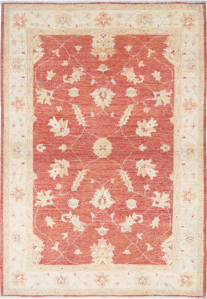 Ziegler Hand Knotted Wool Rug 4' 0" X 5' 9" 4' 0" X 5' 9" (122 X 175) / Red / Wool