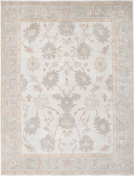 Ziegler Hand Knotted Wool Rug 8' 10" X 11' 8" 8' 10" X 11' 8" (269 X 356) / Ivory / Wool