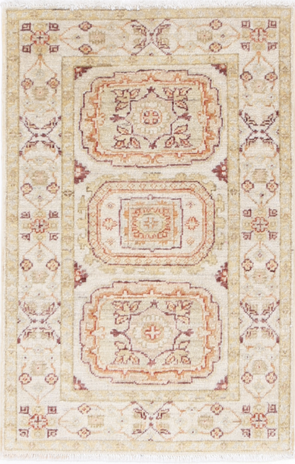 Ziegler Hand Knotted Wool Rug 1' 10" X 3' 0" 1' 10" X 3' 0" (56 X 91) / Ivory / Wool