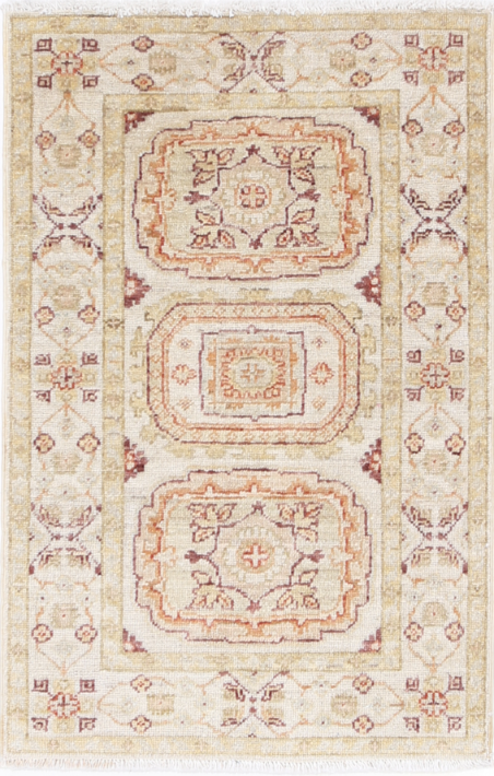 Ziegler Hand Knotted Wool Rug 1' 10" X 3' 0" 1' 10" X 3' 0" (56 X 91) / Ivory / Wool