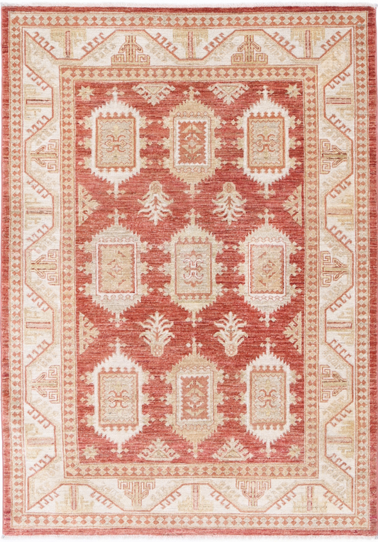 Ziegler Hand Knotted Wool Rug 4' 2" X 6' 0" 4' 2" X 6' 0" (127 X 183) / Red / Wool