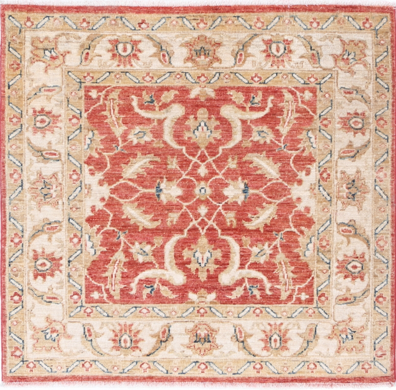 Ziegler Hand Knotted Wool Rug 3' 3" X 3' 2" 3' 3" X 3' 2" (99 X 97) / Red / Wool