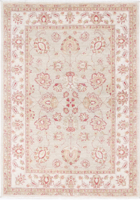 Ziegler Hand Knotted Wool Rug 3' 10" X 5' 5" 3' 10" X 5' 5" (117 X 165) / Grey / Wool