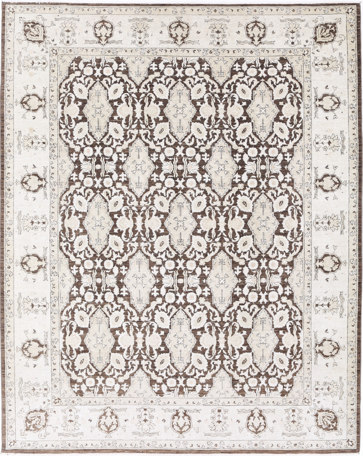 Ziegler Hand Knotted Wool Rug 7' 10" X 9' 11" 7' 10" X 9' 11" (239 X 302) / Brown / Wool