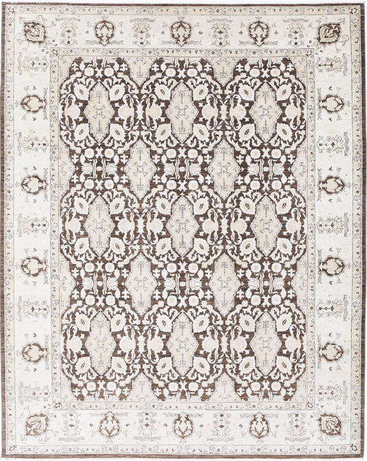 Ziegler Hand Knotted Wool Rug 7' 10" X 9' 11" 7' 10" X 9' 11" (239 X 302) / Brown / Wool