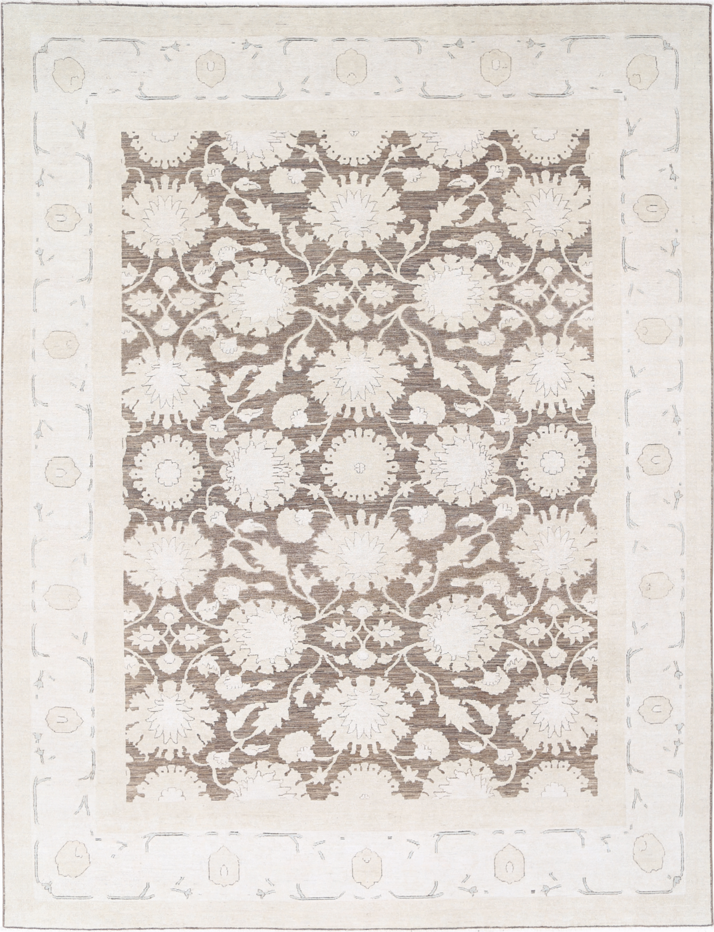 Ziegler Hand Knotted Wool Rug 8' 10" X 11' 9" 8' 10" X 11' 9" (269 X 358) / Brown / Wool